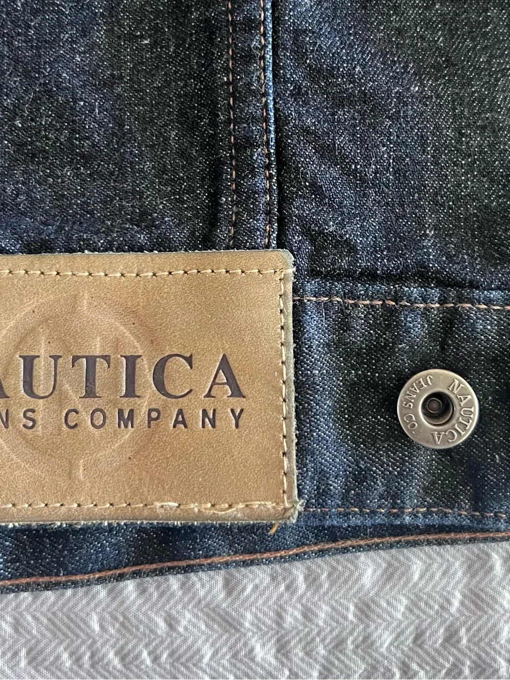 Vintage Y2K Náutica Men's Indigo Denim Jacket (oversized)